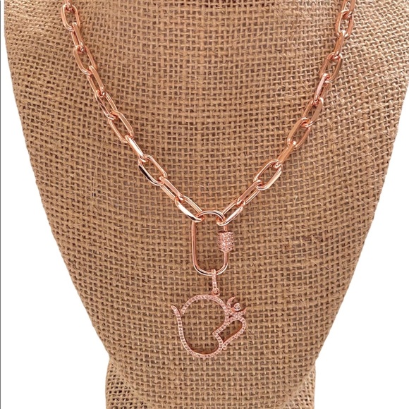 Iced Om Rose Gold Long Necklace - Picture 2 of 3
